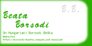 beata borsodi business card