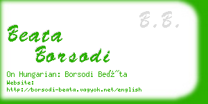 beata borsodi business card